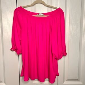 Peter Nygard Women’s Pink Off the Shoulder Top Blouse Lightweight Size 12 Button